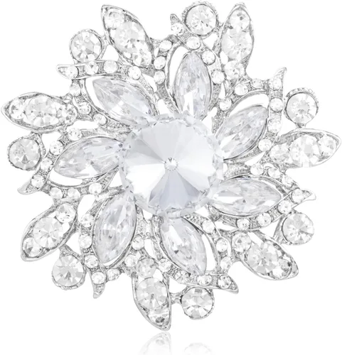 Vista 17 de LAXPICOL Broche Vintage de Flores Elegante con Cristales Austríacos para Mujer Negro
