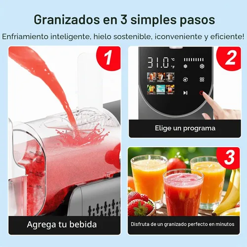 Vista 4 de Máquina de granizado de 84 onzas, máquina de granizado para el hogar, máquina de bebidas congeladas con pantalla de un solo toque, 6 programas