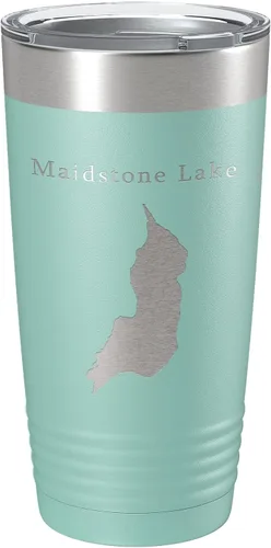 Vista 19 de Maidstone Lake Map Tumbler Travel Mug Insulated Laser Engraved Coffee Cup Vermont 20 oz Black