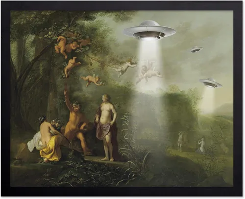Vista 27 de Monem Art Póster de Alienígena - Impresión Retro de Chica Pin-Up - Arte de Nave Espacial - Arte de Collage - Arte OVNI - Arte Psicodélico - Arte