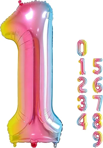 Vista 136 de Globos grandes de 40 pulgadas de números del 0 al 9, globos numéricos para decoración de fiesta de cumpleaños, globos de helio de aluminio