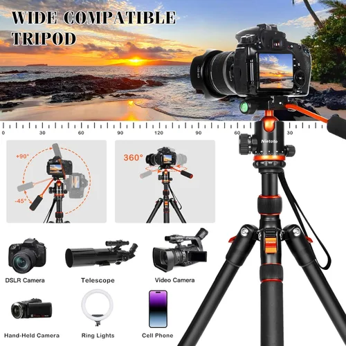 Vista 4 de Trípodes de Cámara y Soporte para Proyector, Trípode 2 en 1 para Cámara con Bandeja de Metal Extraíble, Trípode Resistente para DSLR, Proyector