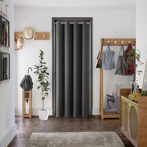 Vista 24 de BGment Cortina negra de puerta de 80 pulgadas de largo para puerta, cortina de armario de dormitorio, aislamiento térmico, con ojales, divisor