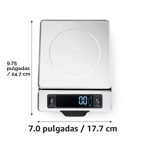 Vista 6 de OXO Good Grips - Báscula de cocina de acero inoxidable de 11 libras con pantalla extraíble, color negro