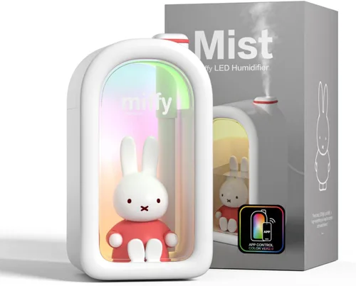 Vista 8 de Mipow X Miffy Humidificador de Neblina Fría - Humidificador Ultrasónico Silencioso, Mini Humidificador Bonito con Luz Nocturna, Humidificador