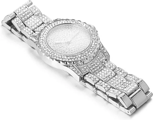 Vista 6 de Halukakah ECLIPSE - Reloj de diamantes para hombre, con diamantes completos, chapado en oro real de 18 quilates, chapado en oro blanco platino