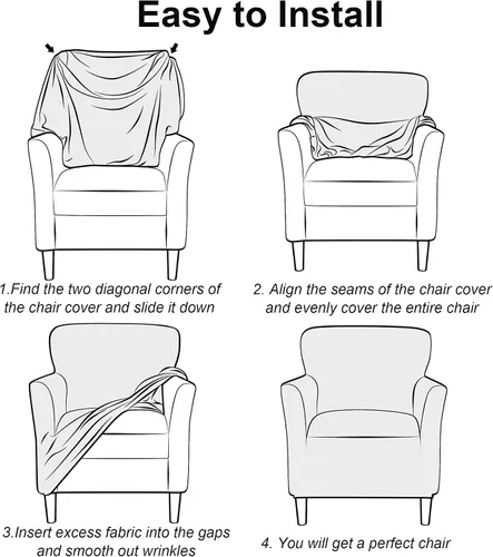 Vista 4 de LiveGo - Funda elástica para sillón de mediados de siglo moderno de 1 pieza, fundas de acento de jacquard para silla con brazos, fundas impermeables