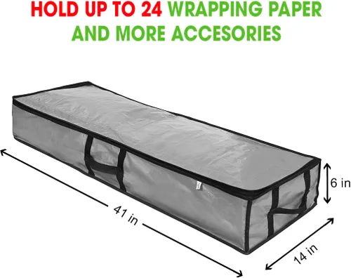 Vista 5 de ProPik Contenedores de almacenamiento de papel de regalo, organizador de papel de regalo debajo de la cama, de 41 x 14 x 6 pulgadas, se adapta a