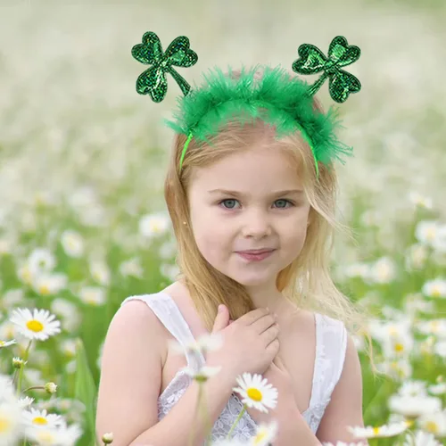 Vista 3 de Totelux Diadema para el día de San Patricio, trébol verde, diadema para mujeres y niñas, tocado festivo, accesorios de disfraces, decoración