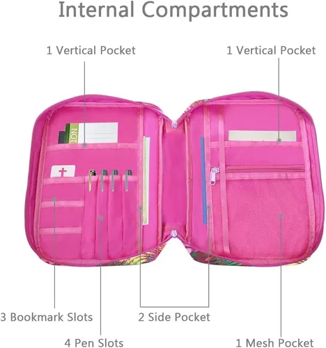 Vista 4 de Fundas para la Biblia para mujer con asa de transporte, funda de libro con bolsillo con cremallera, funda para la Biblia para mamá, damas