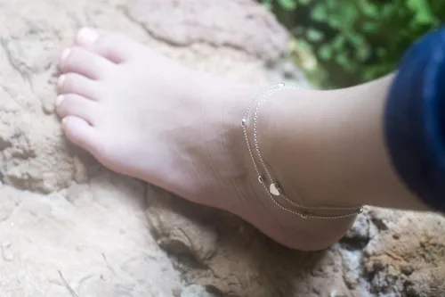 Vista 7 de Ankle Bracelet, Adjustable Double-Chain Layered Beaded Heart Charm Anklet for Women, Cute Love Summer Beach Leg Foot Jewelry, Boho Mom Friend