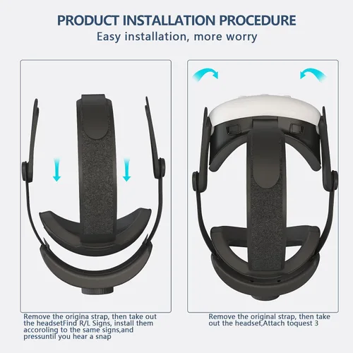 Vista 4 de Comfort Head Strap for Oculus Quest 3, MTomatoVR Lightweight Replacement Strap VR Accessaries, Reduce Face Pressure Comfortable Convenient Flip