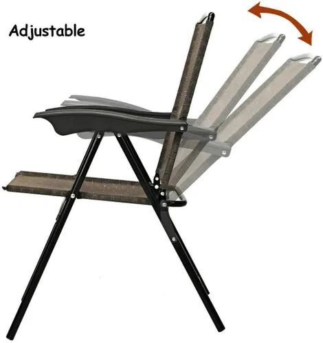 Vista 11 de Goplus Juego de 4 sillas plegables con reposabrazos y respaldo ajustable