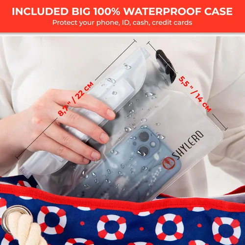 Vista 3 de SHYLERO Bolsa de playa y bolsa de piscina. Tiene bolsa hermética, tonelada de bolsillos. La bolsa de playa tiene cremallera, repelente al agua.