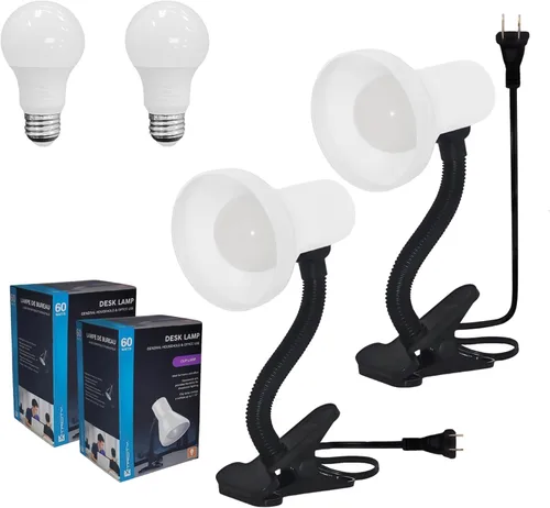 Vista 9 de Xtricity Lámpara LED de escritorio con clip con cuello de cisne flexible de 360°, luz de lectura para cabecera de cama, bombilla A19 de 6 W Base