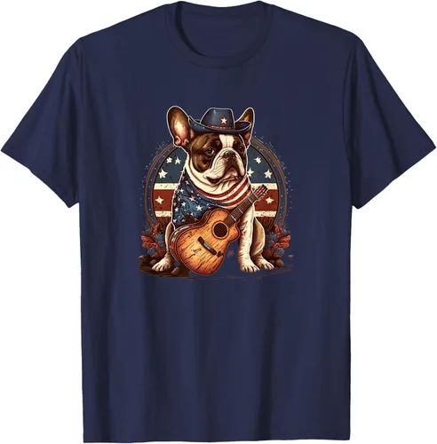 Vista 17 de Camiseta divertida de Bulldog francés con música country y roeo, Negro