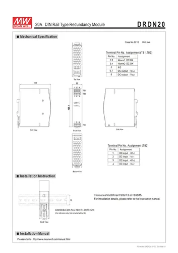 Vista 7 de Original MEAN WELL DRDN20-48 48V 36 ~ 60Vdc 20A riel DIN fuente de alimentación módulo redundancia utilizado con fuente de alimentación de reserva