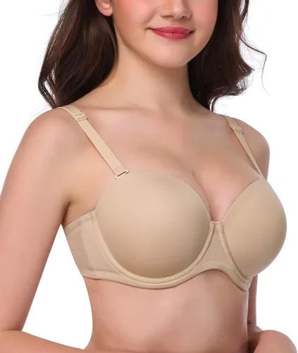 Vista 3 de HANSCA - Brasier sin tirantes convertible multidirección de copa completa antideslizante, con varilla, talla grande