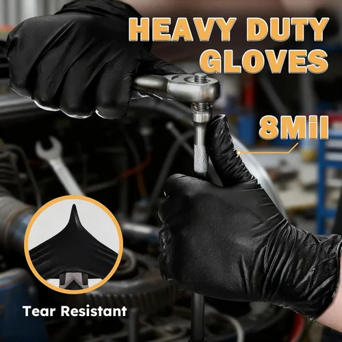 Vista 2 de Guantes de nitrilo,Grado alimenticio,Sin látex/polvo,Guantes desechables azules de grado profesional