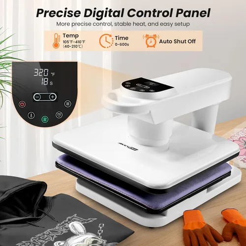 Vista 6 de AKEYDIY Prensa de calor de 15 x 15, máquina de prensa de calor automática de doble estación para camisetas, prensa digital de sublimación