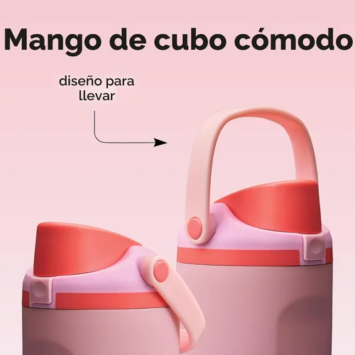 Vista 5 de Botella de agua Owala FreeSip con aislamiento de acero inoxidable con pico de dos vías, pajita incorporada y asa de cubo, fabricada para viajes