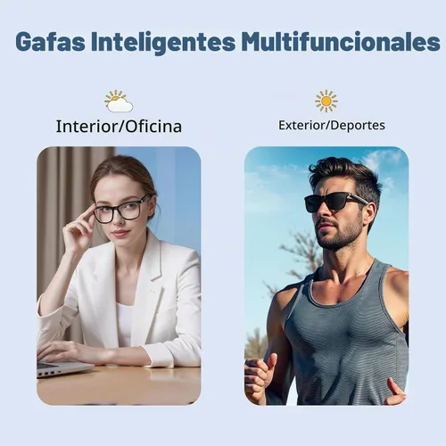 Vista 3 de Lentes inteligentes con Bluetooth, 2 en 1 magnéticos, bloqueo de luz azul y UV400, gafas Bluetooth para hombres/mujeres con asistente de voz, gafas