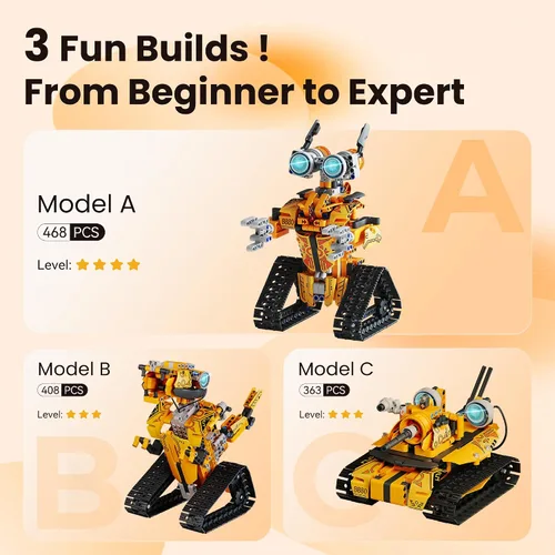 Vista 6 de Sillbird Kit de construcción de robot con control remoto, regalos STEM para niños de 8 a 12 años, juego robótico de codificación técnica
