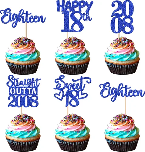 Vista 110 de 30 piezas negras para cupcakes de 10.º cumpleaños con purpurina Ten Happy 10 Straight Outta 2016 para saludos a 10 años 10 cumpleaños, boda Negro
