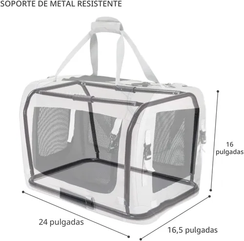 Vista 3 de Transportín para gatos extra grande de Petseek con lados blandos, portátil, para perros pequeños, para 2 gatos, 61 cm x 41.9 cm x 40.6 cm, diseño