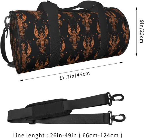 Vista 2 de Large Duffle Bag for Travel - Orange Retro Lobster Print Gym Bag for Women Men, Travel Foldable Bags for Women Men with Zippered Multiple Pockets
