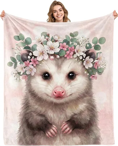 Vista 14 de Manta de animales del zoológico, regalos para los amantes del bosque, animales salvajes, oso, búho, sika, ciervo, ardilla, mapache, zorro, conejo