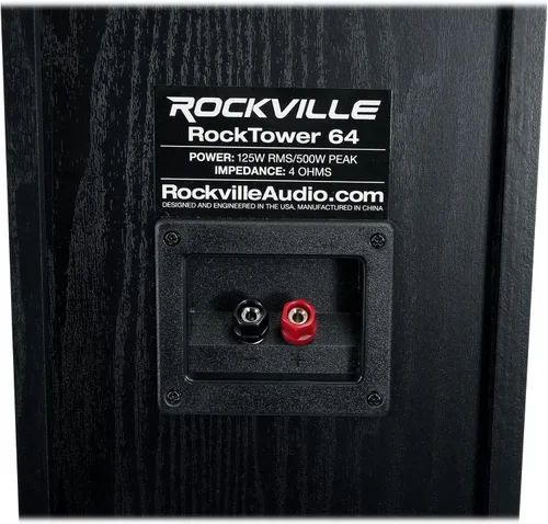 Vista 8 de Rockville RockTower 64B - Altavoz de torre pasivo, 4 ohmios, negro, sonido de alta fidelidad, rejilla desmontable, 3 vías, 6.5 pulgadas, 500 W, MDF