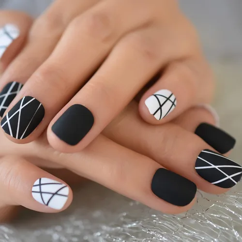 Vista 21 de Gelnails - Uñas postizas cortas a presión con punta francesa blanca, 30 Almendra francesa blanca