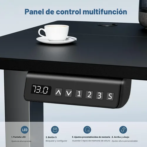 Vista 5 de DUMOS Escritorio eléctrico de pie de 40 pulgadas con altura ajustable, estación de trabajo para computadora para trabajar sentado o de pie, mesa