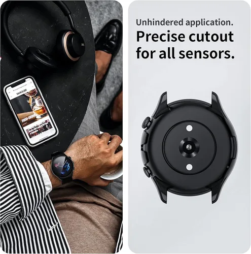 Vista 5 de Funda compatible con Amazfit GTR 3 Pro/GTR 3 Protector de pantalla de vidrio templado, carcasa de policarbonato duro, cubierta completa, carcasa