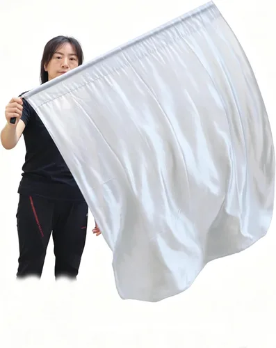 Vista 16 de Winged Sirenny Bandera de seda Poi con una varilla dura, 40 pulgadas rectangular giratoria de seda fluida para iglesia, adoración profética