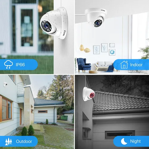 Vista 3 de ZOSI 1080P FULL HD 4-en-1 TVI/CVI/AHD/CVBS Cámara de seguridad 1920TVL Interior al aire libre día noche vigilancia CCTV Cámara domo para HD-TVI