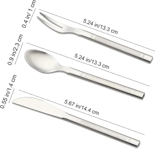 Vista 7 de VANRA Juego de 3 cuchillos de postre de 5.2 pulgadas, tenedores de ensalada, cucharas de té, aperitivo de acero inoxidable, cuchillos para servir