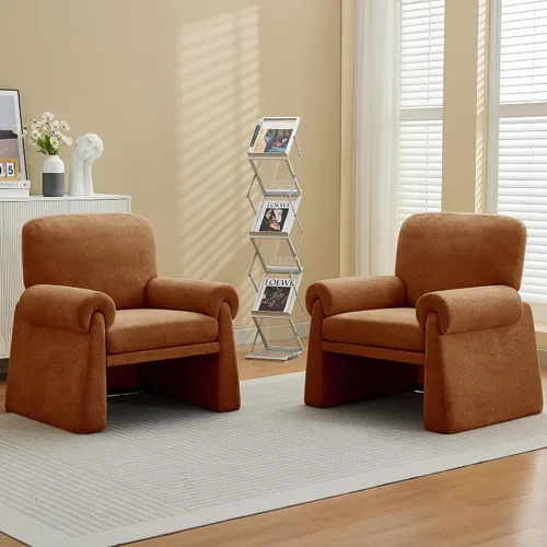 Vista 11 de Silla decorativa de gran tamaño, cómodas sillas de sala de estar, sofá individual con cojín grueso y reposabrazos, sillón tapizado para sala de Beige