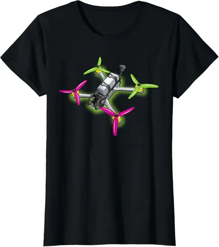 Vista 49 de Freestyle FPV Racing Drone Pilot Acro Quadcopter - Camiseta de sandía, Negro, S
