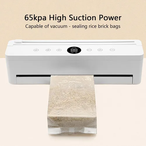 Vista 2 de Máquina automática selladora al vacío con cortador de bolsas, sello extendido de 11.8 pulgadas, succión externa, ahorro de alimentos compacto