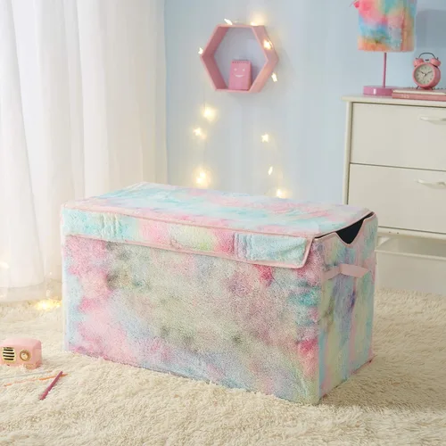 Vista 7 de Heritage Kids Sorbet Dream - Maletero plegable de piel sintética para juguetes, 28 pulgadas de ancho, teñido anudado