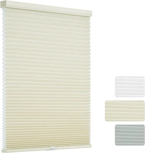 Vista 10 de Changshade Persianas Celulares Opacas, Persianas de Panal para Ventanas sin Cordón con Rieles de Aleación de Aluminio, Tela de Color Combinado