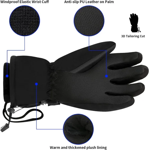 Vista 2 de Guantes de moto de nieve, guantes de esquí para hombres y mujeres, impermeables, resistentes al viento, guantes de snowboard para pantalla táctil