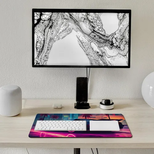 Vista 6 de Large Mouse Pad JDM Sports Car NSX Neon Palm Trees Synthwave Desk Mat Computer Accessories Gaming Office Organizers Supplies Decor Essentials