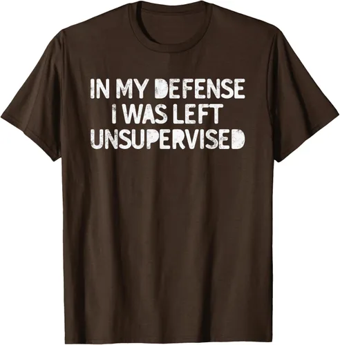 Vista 7 de Camiseta divertida con texto en inglés "Saying In My Defense I Was Left Unsupervised" Negro