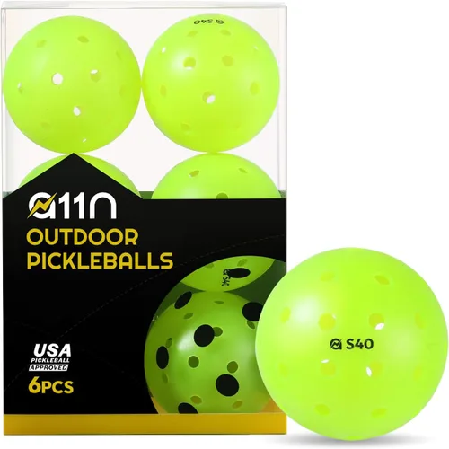 Vista 8 de A11N S40 - Pelotas de pickleball para exteriores, aprobadas por Pickleball de Estados Unidos para jugar en torneos, paquete de 3/6/12/50, verde