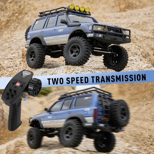 Vista 9 de BEEZRC FMS RC Crawler 1/18 FCX18 Land Cruiser LC80 RTR Toyota con licencia 4WD RC Rock Truck 2.4Ghz 900mAh Hobby Grade RC Car Model Mini Auto de Azul
