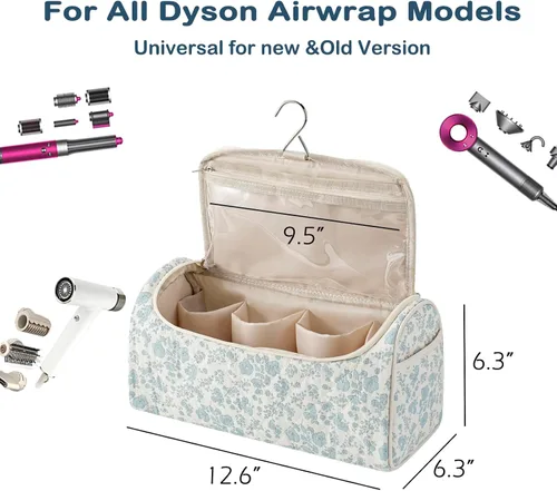 Vista 4 de RSRSLEII Bolsa de viaje acolchada para herramientas para el cabello, compatible con Dyson Airwrap y Shark Flexstyle, estuche de almacenamiento