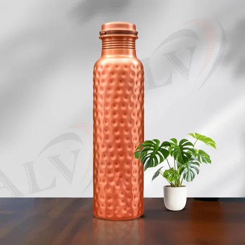 Vista 9 de ALV - Botella de agua de cobre de 34 onzas, botella de cobre puro martillado para beber, recipiente ayurvédico 100% para botella de tapa a prueba